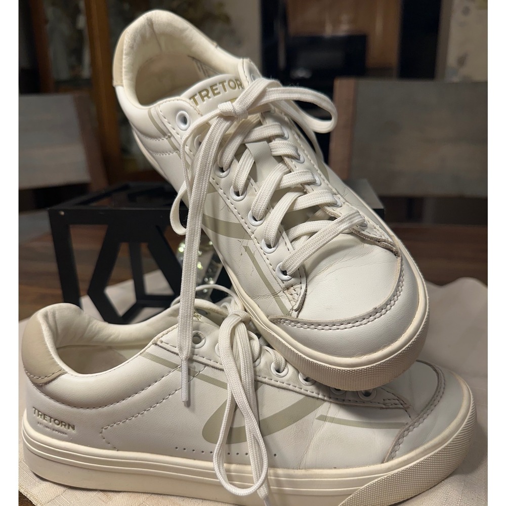 Tretorn Sneakers White Leather Low Top Lace Up Casual Shoes Women‎ Size 6.5M
